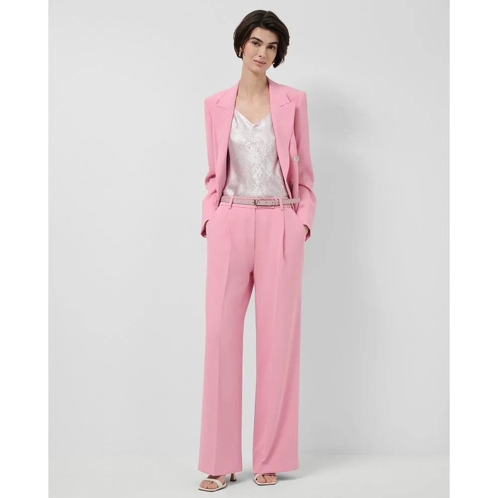 Pantalón de mujer recto con pinzas crepe - Roberto Verino - FashionsVida