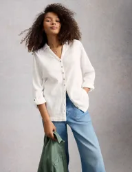 Pure Cotton Double Cloth Longline Shirt White female