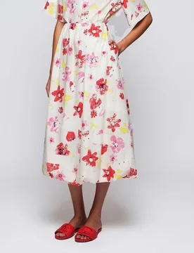 Falda midi abullonada con estampado figurativo - Mirto - FashionsVida