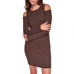 Robe Courte à Manches Longues Dw9500835 Espresso / Gunmetal Brown XS