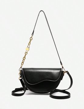 Bolso de silla de montar con solapa semicircular de diseño de nicho retro, nueva bolsa de hombro con cadena de moda 2026 para mujer, bolso cruzado ca