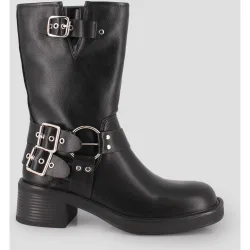 Botines de mujer de caña media con detalle de hebillas
