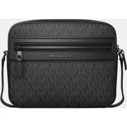 Bandolera de hombre con cremalleras superior y frontal y estampado de logotipos MK