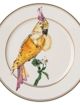 Piatto da pane Idyllia, Porcellana, Motivo con stampa in cristallo, cacatua, Multicolore OS