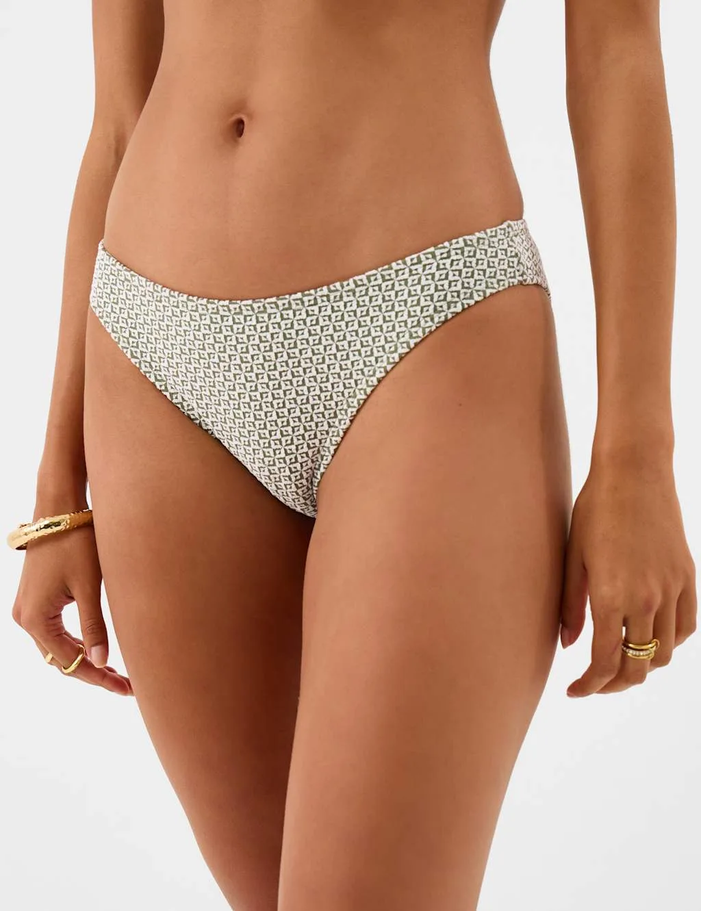Geometric High Leg Bikini Bottoms Khaki female - Accessorize - FashionsVida