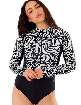 Dolphin Long Sleeve Swimsuit Zebra Whisper L Women - Fundango - FashionsVida