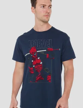 Unisex Deadpool Sword T-Shirt in Navy Size: 2XL - Navy - Size: 2XL - Marvel - FashionsVida