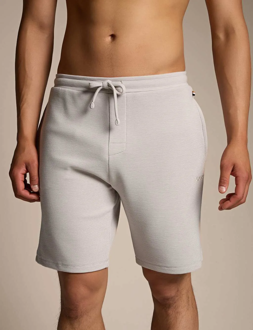 Textured Jersey Shorts Beige male - BOSS - FashionsVida