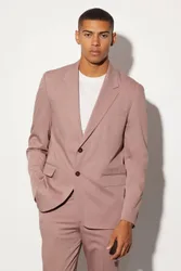 Herren Oversized Boxy Einreihiger Anzugjacke Mauve Größe 38