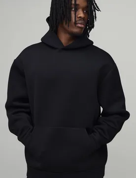 Men's Tall Oversized Bonded Scuba Hoodie Black Size X-Large Black XL - boohooMAN - FashionsVida