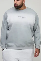 Herren Plus Limited Edition Print Spray Wash Regular Fit Pullover Charcoal Größe 2XL