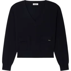 Jersey de mujer 100% lana con cuello pico y manga larga