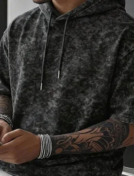 Sudadera con capucha casual desgastada y lavada para hombres, para uso diario, ocio y transporte - Shein - FashionsVida
