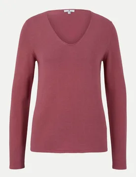 Pullover mit V-Ausschnitt Rosa L - Tom Tailor Casual - FashionsVida