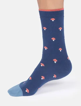 Toadstool Bamboo Crew Socks - Ink Blue - UK4-7 - Thought - FashionsVida