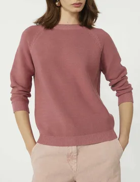 Maglia girocollo rosa antico Weekend in puro cotone con maniche a tre quarti - Max Mara - FashionsVida