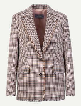Taillierter Blazer mit Hahnentrittmuster Beige 44