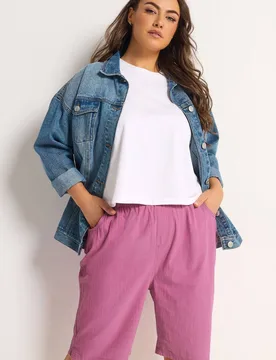 Women's Cool Cotton Shorts in Pink Size: 16 - Pink - Size: 16 - Yours - FashionsVida