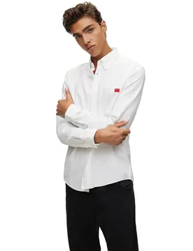 Hugo Chemise à Manches Longues Evito 10206255 Red Open White 46