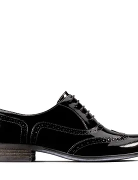 Women's Hamble Oak Black Patent Brogues, Lace Up Size: 5.5-Standard Fit - Black - Size: 5.5-Standard Fit - Clarks - FashionsVida