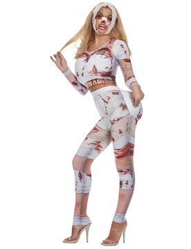 Zombie-Kostüm Schönheits-OP für Damen weiß-rot - female