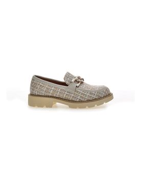 Mocassini beige in tessuto intrecciato con morsetto BL60303C 39