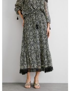 Para mujer. PL901213 Falda midi en tejido de chifón Earn (M), Casual, Poliéster