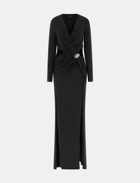 Maxi abito asimmetrico donna nero