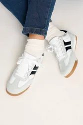 Women's Side Stripe Trainers In Wide E Fit in White Size: 7E - White - Size: 7E