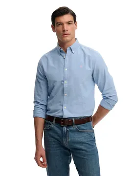 Camicia A Maniche Lunghe Preppy Oxford Sky Blue Chambray 2XL