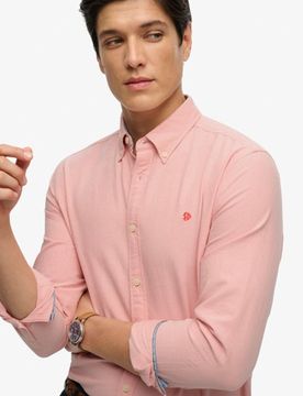 Superdry Herren Oxford Preppy Langarmhemd Pink - Größe: M