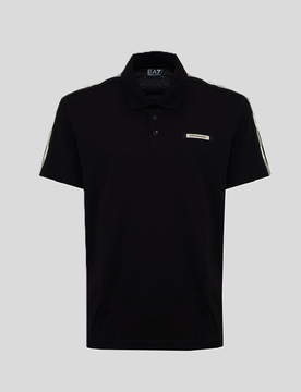 EA7 polo con logo maniche uomo nero
