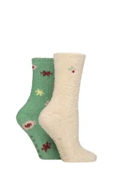 Women's 2 Pair SOCKSHOP Embroidered Cosy Lounge Socks Floral 4-8 - Multi Coloured - Size: Small