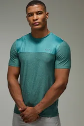 Herren Herren Aktiv Performance Regular Fit Meliertes T-Shirt Teal Größe Large