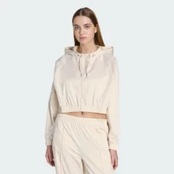FELPA CORTA CON CAPPUCCIO E ZIP PEARL M Wonder White