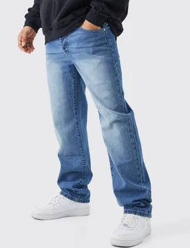 Herren Entspannte Rigid Gewaschene Jeans Hosen Mid Blue Größe 54R - boohooMAN - FashionsVida