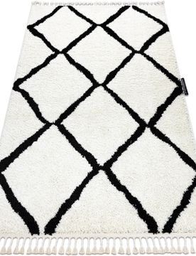 Teppiche Teppich Berber Cross Weiß Franse Berber Marokkani 80x150 Cm 80x150 Cm