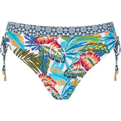 Braga de bikini de altura media con lazo ajustable y estampado tropical