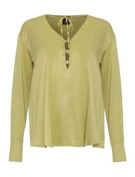 Shirt-Style Viscose Blouse with Buttoned Cuffs