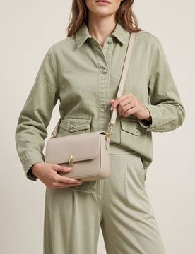 Borsa crossbody in similpelle - nude