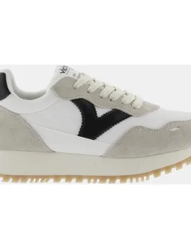 Zapatillas deportivas de mujer de nylon con piezas de color y serraje y suela dentada - Victoria - FashionsVida