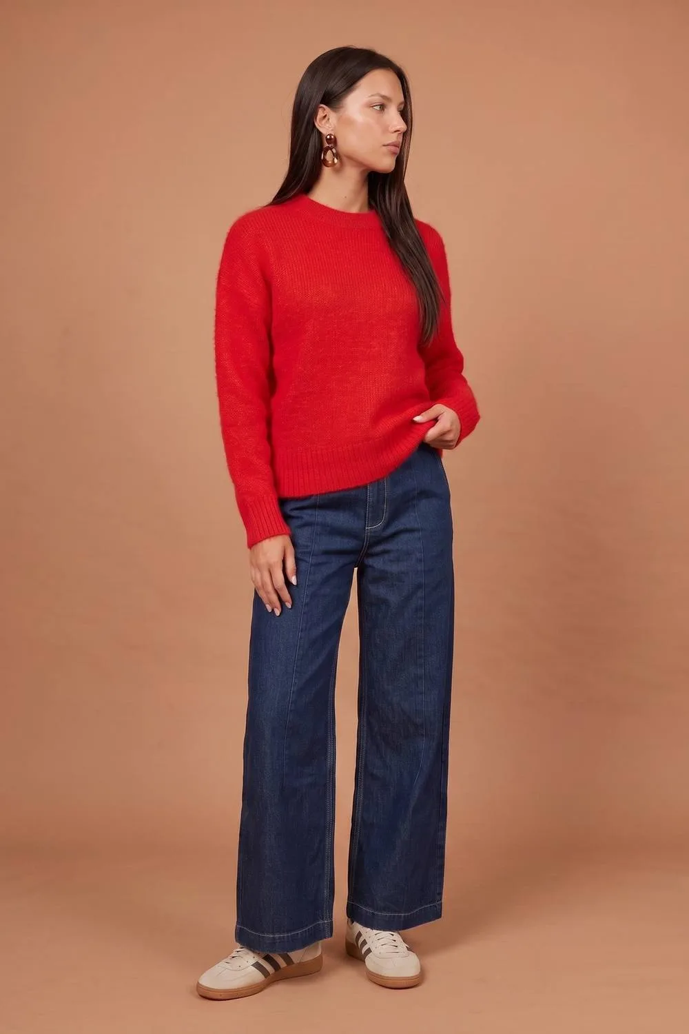 Wool Blend Jumper - Red - Size: S - Urban Bliss - FashionsVida