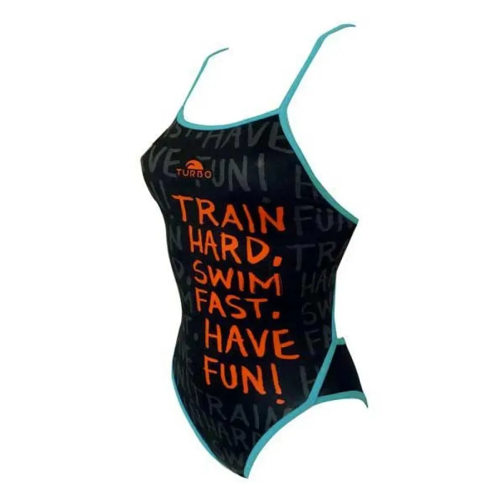 Train Thin Strap Swimsuit Black 9-10 Years Girls - TURBO - FashionsVida