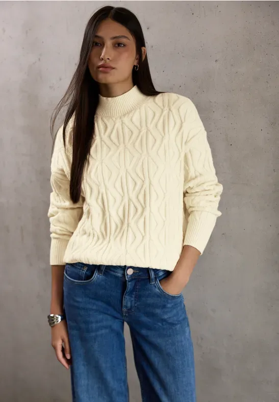 Street One Pullover mit Strickmuster female Beige - Street One Studio - FashionsVida