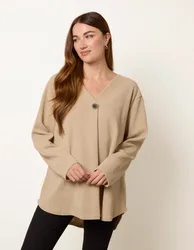 One Button Cord Rib Top - ONE / BEIGE - female