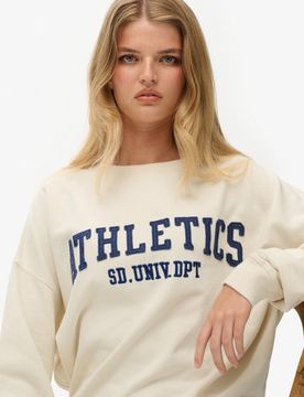 Superdry Damen Athletic Essentials Sweatshirt mit Applikation White - Größe: 44
