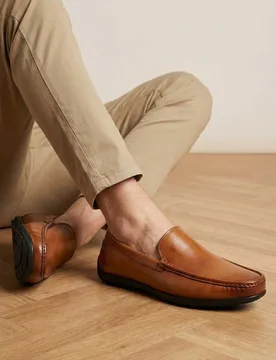 Leather Slip-On Shoes Tan male - Jones Bootmaker - FashionsVida