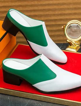 Men Shoes Quality Leather Casual Half Slippers Classic Slip on Mules Slippers Pointe Thick Heeled Half Slipper Business Slippers - Aliexpress - FashionsVida