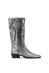 Women's 'Trevi Boot Silver' Leather Boots in Silver Size: 3 - Silver - Size: 3