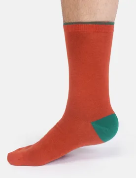 Modal Tipped Crew Socks - Brick Red - UK 7-11 - Thought - FashionsVida